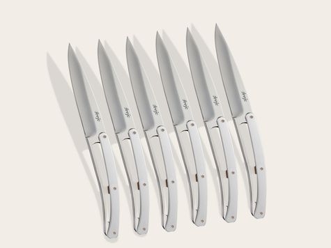 6 Deejo steak knives, Chrome plated