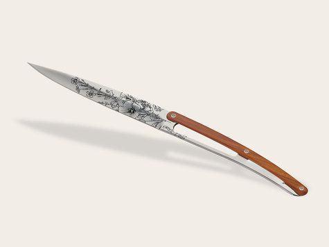 4 Deejo steak knives Prestige, Coral wood / Blossom