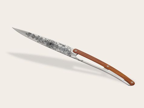 4 Deejo Steak knives, Coral wood / Blossom