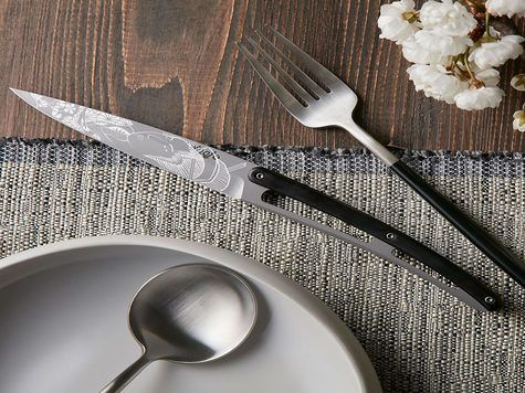6 Deejo steak knives, Ebony / Japanese