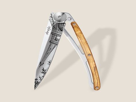 Deejo 37g, Olive wood / Eiffel Tower