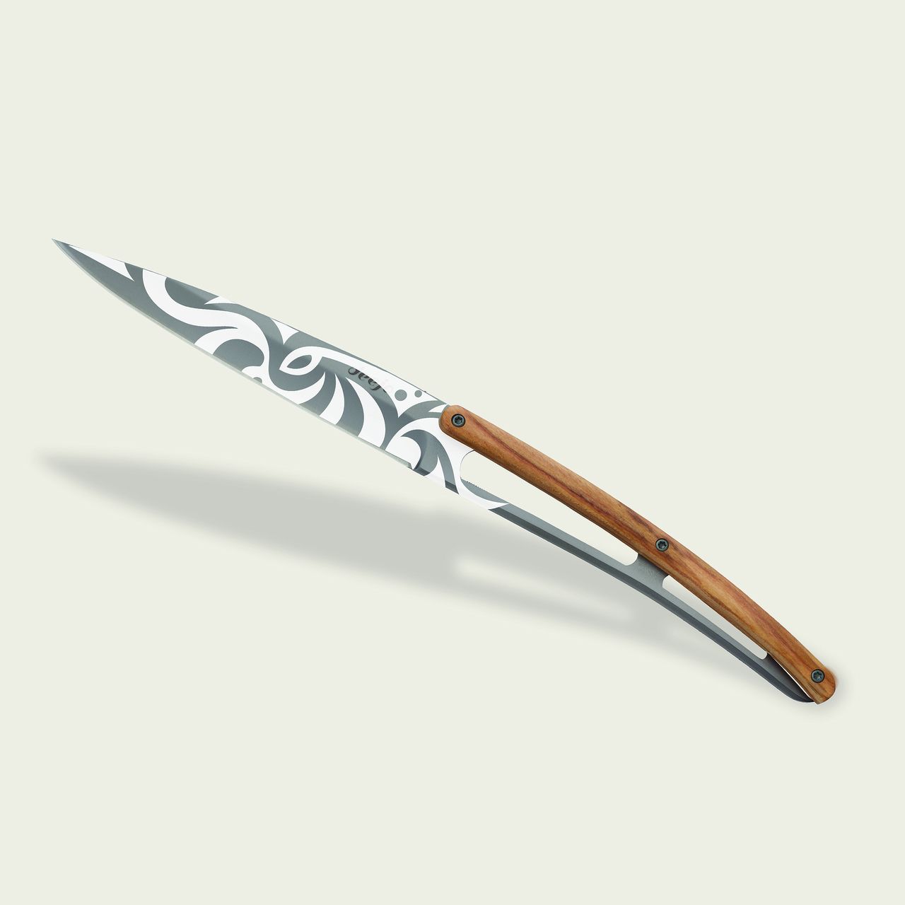 6 Deejo steak knives, Olive wood / Tattoos of the World STEAK KNIVES