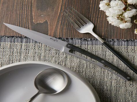 6 Deejo steak knives, Ebony