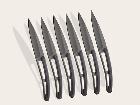 6 Deejo steak knives, Ebony wood
