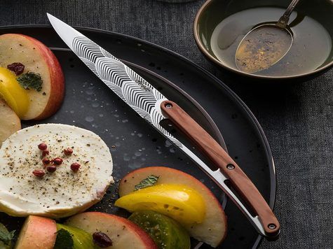 6 Deejo steak knives, Coral wood / Art Déco