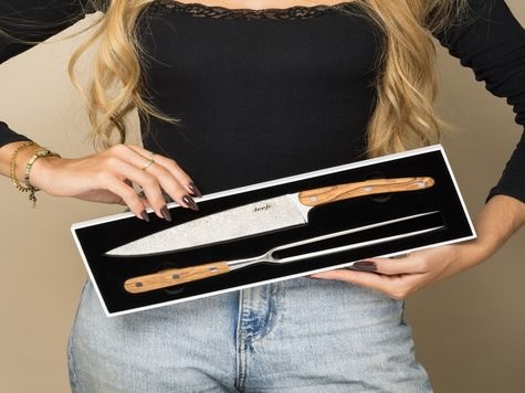 Damascus Carving Set + Certificate