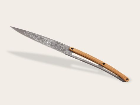 4 Deejo steak knives Prestige, Olive wood / Blossom