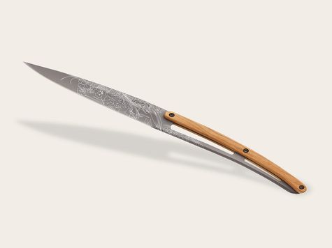 4 Deejo Steak knives, Olive wood / Blossom