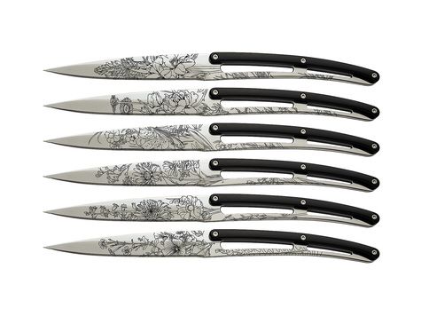 6 Deejo steak knives 'Bistro', ABS / Blossom