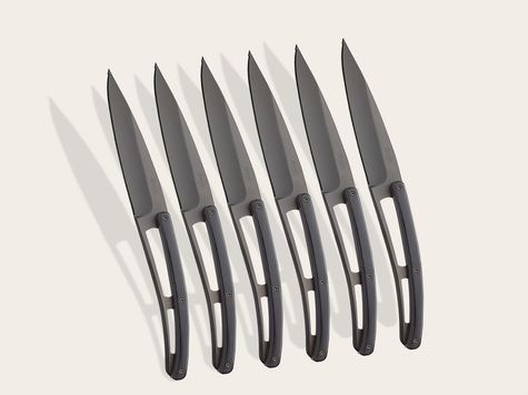 6 Deejo steak knives Serrated, Ebony