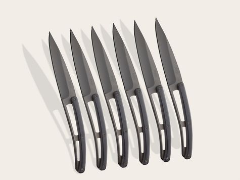 6 Deejo steak knives Serrated, Ebony
