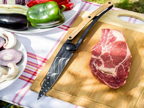 Deejo 390g, Olive wood / Stars & Stripes