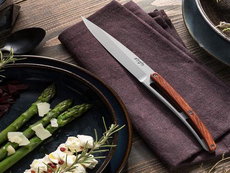 6 Deejo steak knives, Coral wood