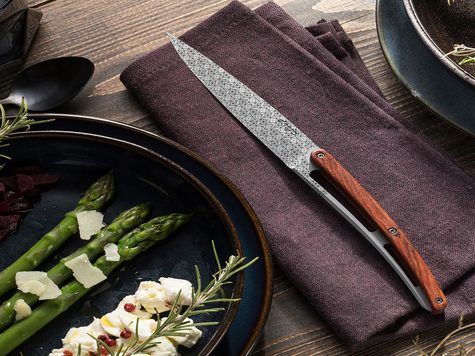 6 Deejo steak knives, Coral wood / Geometrie