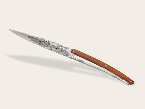 6 Deejo steak knives, Coral wood / Blossom