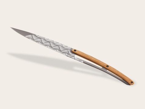 4 Deejo steak knives Prestige, Olive wood / Art Déco