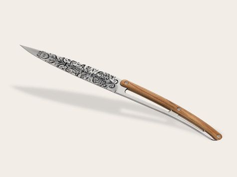 4 Deejo steak knives Prestige, Olive wood / Grand Siècle