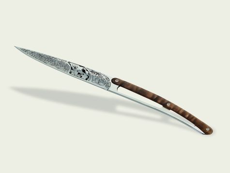 4 Deejo steak knives, Walnut / Hunting